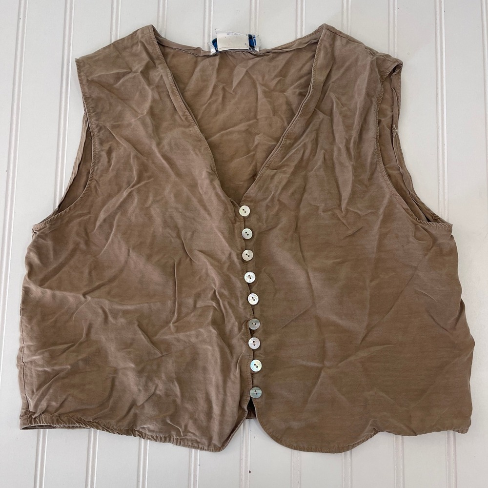 Vintage Central Falls Button Front Vest Boho Minimalist Earthy Layer Medium